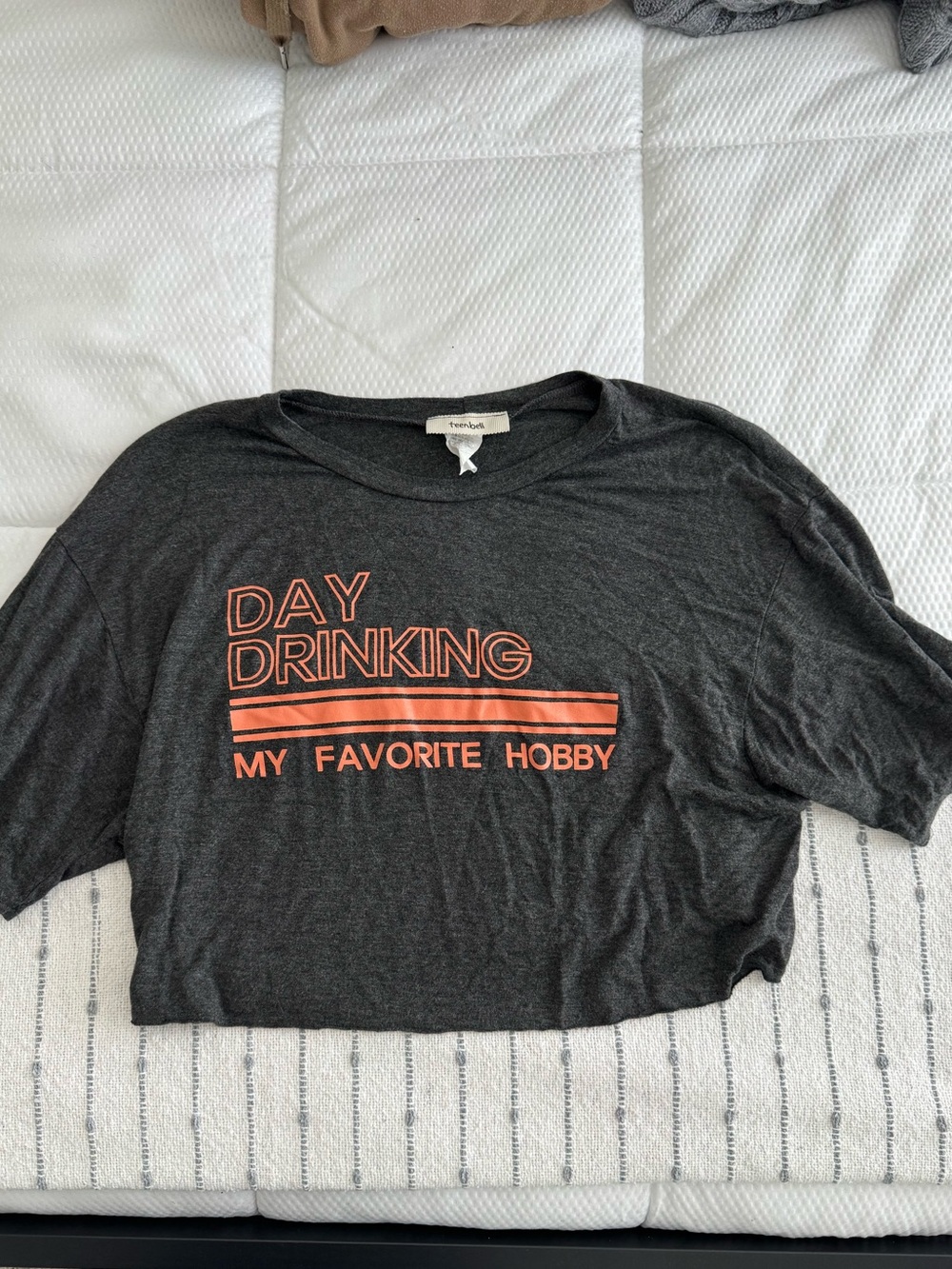 Day Drinking Graphic Tee - Dark Gray with Orange Print